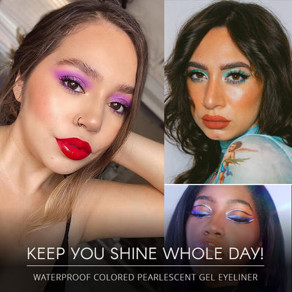 Vedenkestävä värillinen helmiäishohtoinen geeli eyeliner