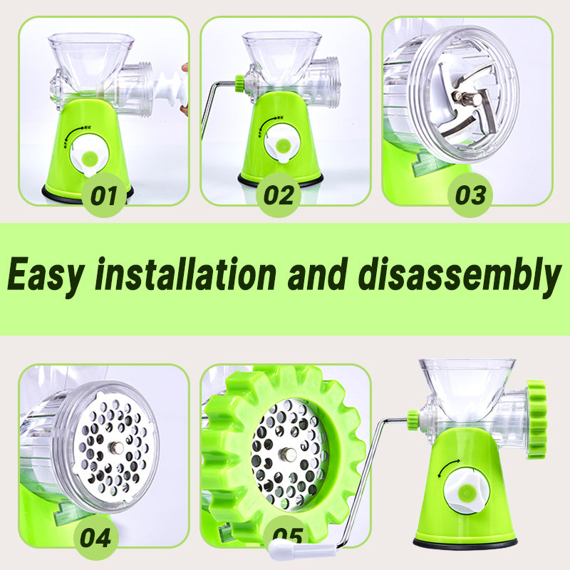 Makkaran täyttölaite, jossa on sisäänrakennettu lihamylly