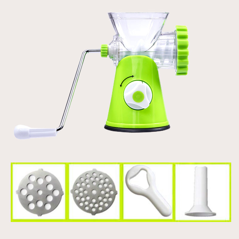 Makkaran täyttölaite, jossa on sisäänrakennettu lihamylly