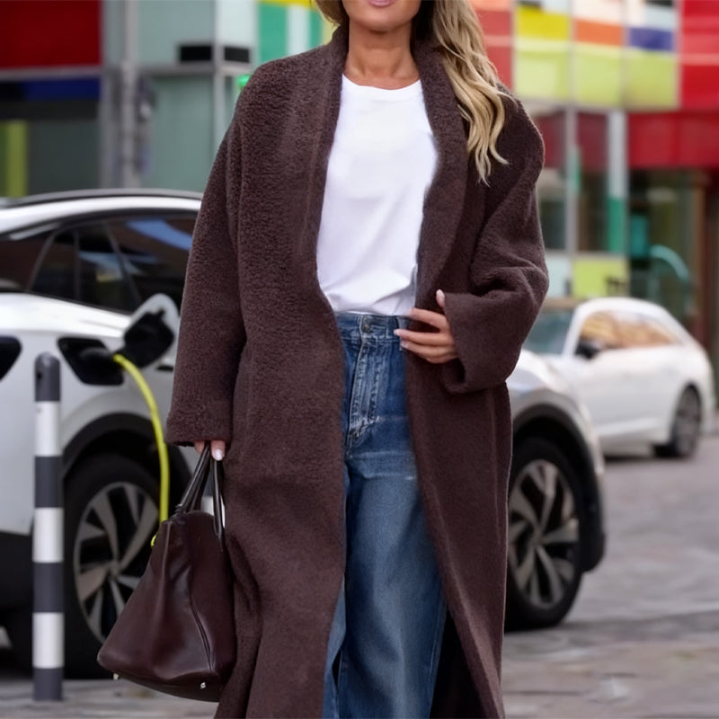 Monipuolinen Retro Ruskea Karvainen Pitkä Takki