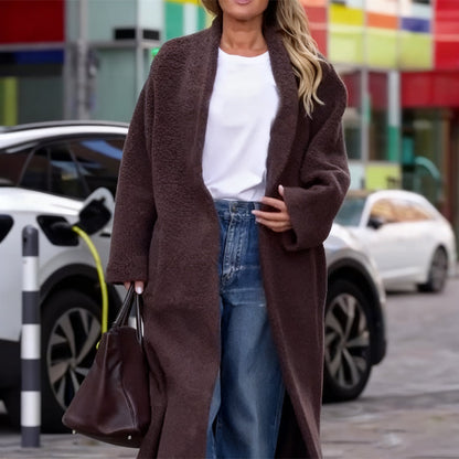 Monipuolinen Retro Ruskea Karvainen Pitkä Takki