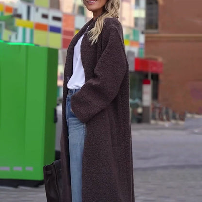 Monipuolinen Retro Ruskea Karvainen Pitkä Takki
