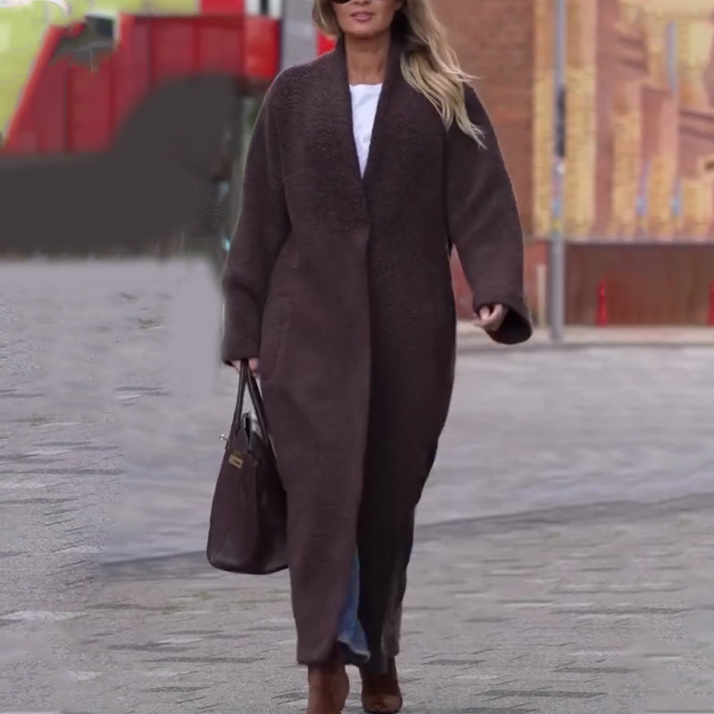 Monipuolinen Retro Ruskea Karvainen Pitkä Takki