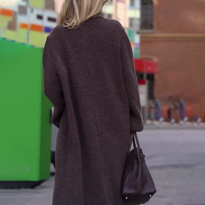 Monipuolinen Retro Ruskea Karvainen Pitkä Takki