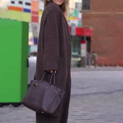 Monipuolinen Retro Ruskea Karvainen Pitkä Takki